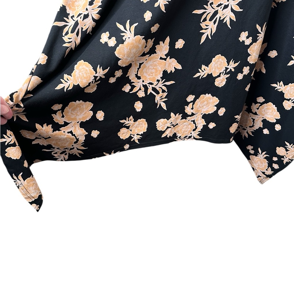 Pact Twilight Floral Fit & Flare Midi Dress Handkerchief Hem Size Large Black - Picture 5 of 10